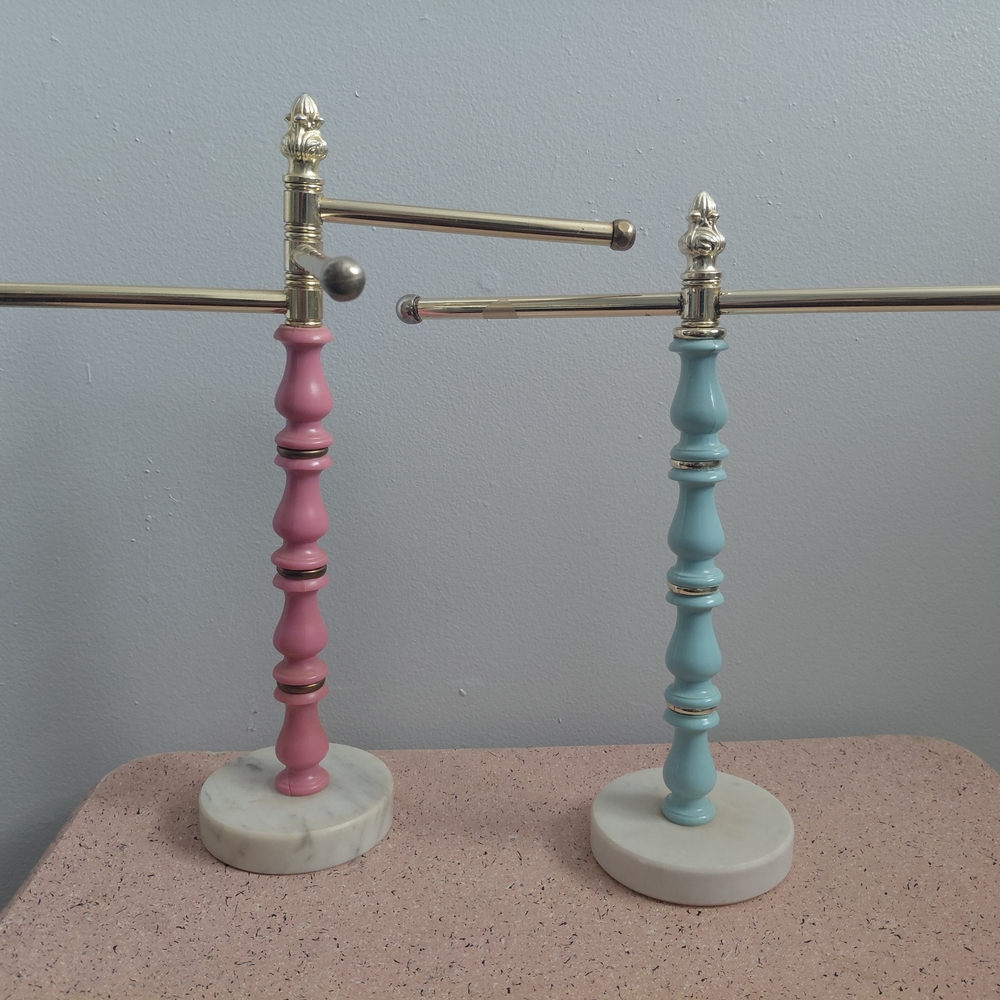 Brass And Marble Towel Holders / Jewelry Stands